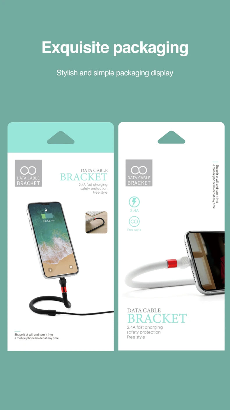 2in1 USB Type C Cable Phone Flexible Fast Charging