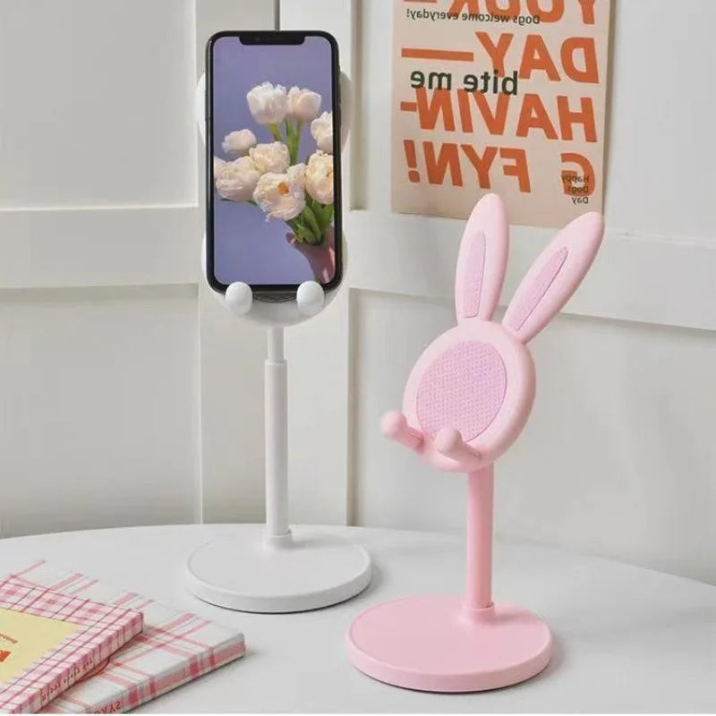 Cartoon Bunny Desktop Mobile Phone Holder Stand Smartphone Tablet Bracket Adjustable Telescopic Lifting Lazy Bracket