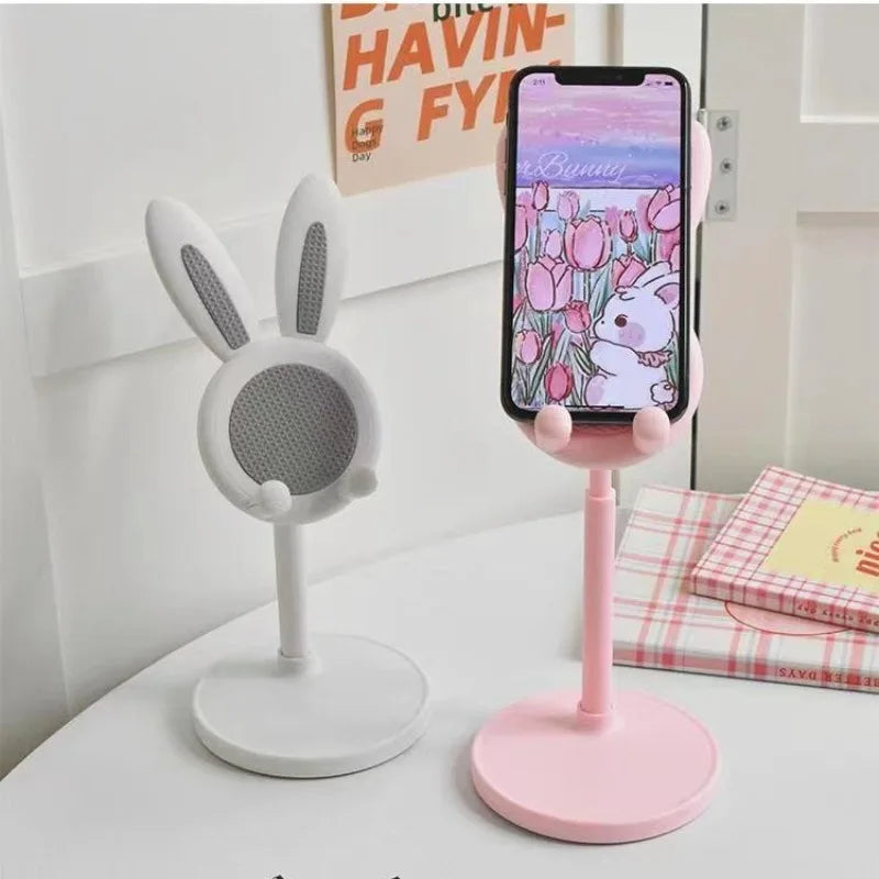 Cartoon Bunny Desktop Mobile Phone Holder Stand Smartphone Tablet Bracket Adjustable Telescopic Lifting Lazy Bracket