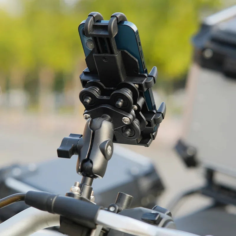 Motorcycle Bike Phone Holder with Shock Absorber Bicycle Handlebar Rearview Mirror Mount for 4.7-7.1 inch Smartphones Shockproof