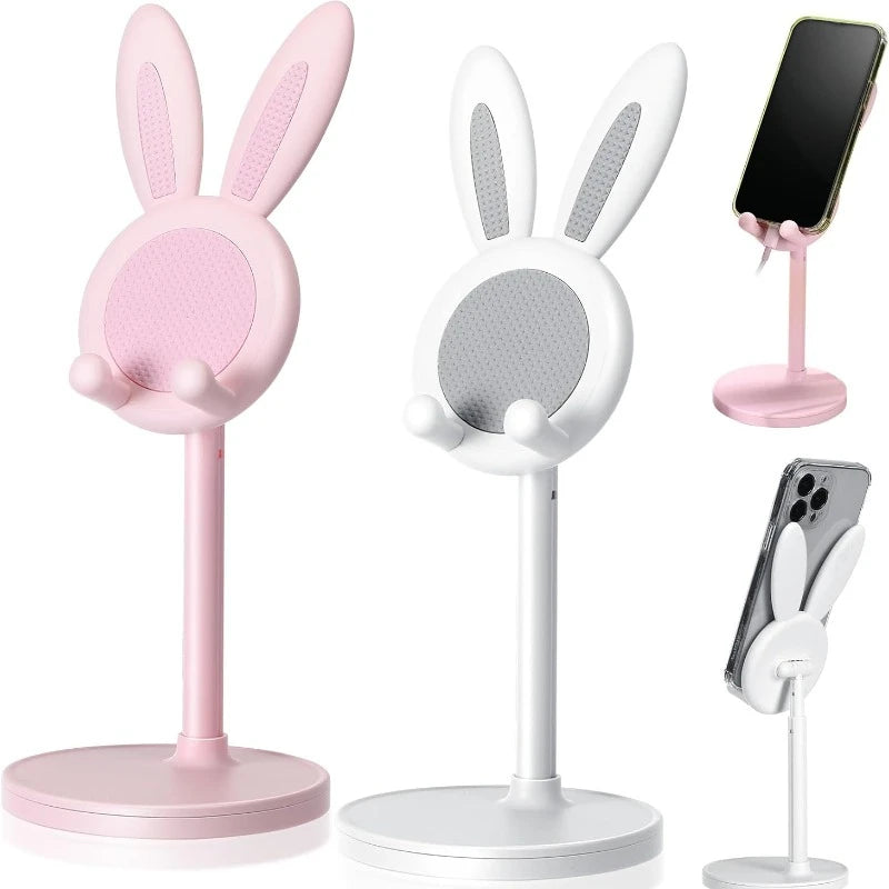 Cartoon Bunny Desktop Mobile Phone Holder Stand Smartphone Tablet Bracket Adjustable Telescopic Lifting Lazy Bracket