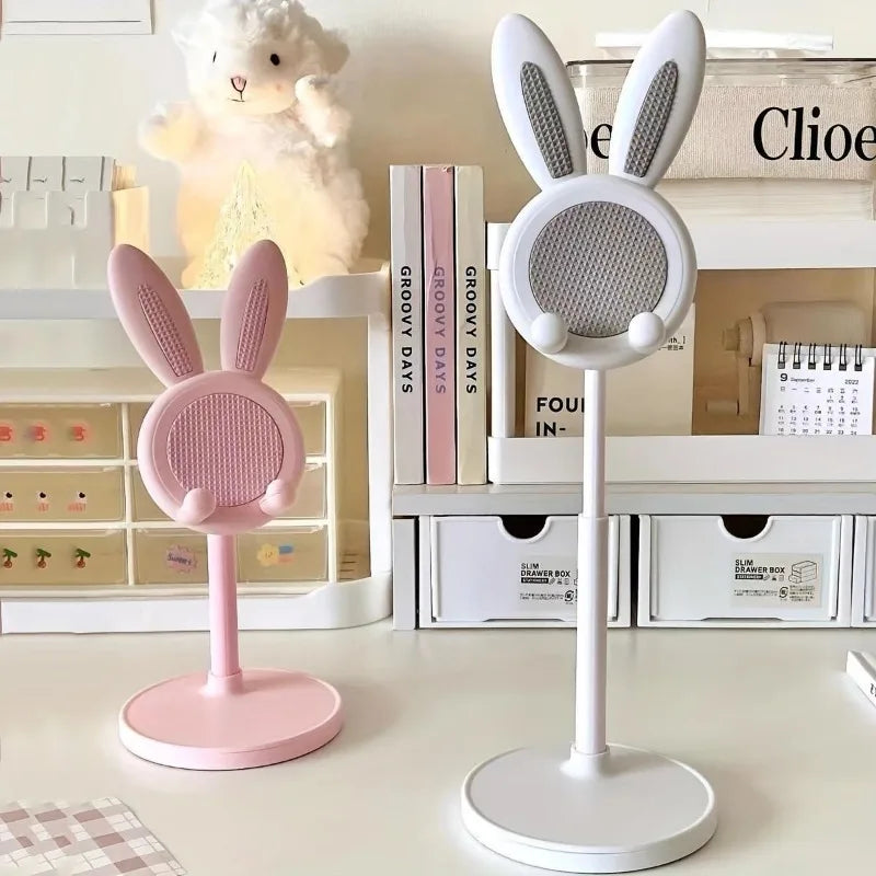 Cartoon Bunny Desktop Mobile Phone Holder Stand Smartphone Tablet Bracket Adjustable Telescopic Lifting Lazy Bracket